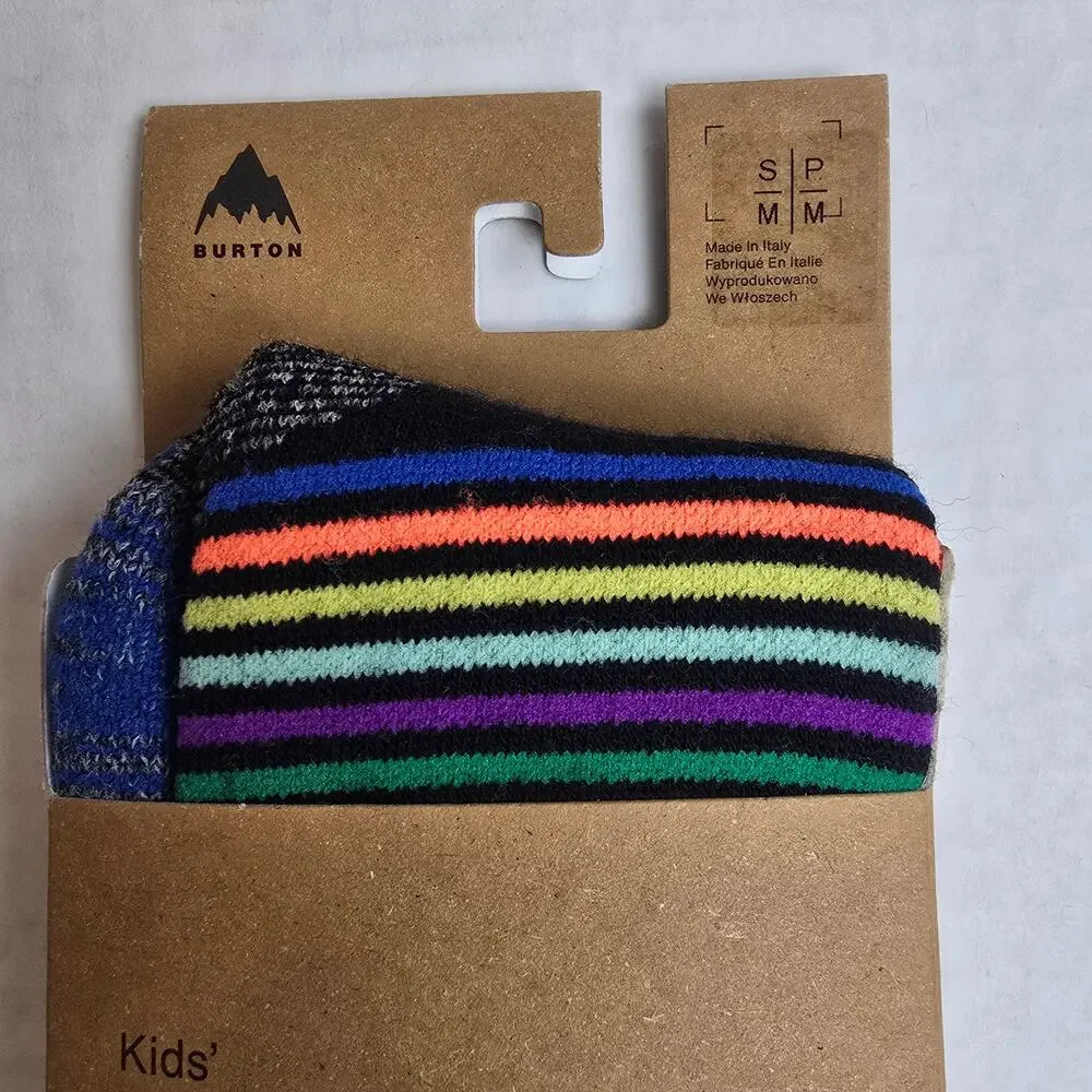 Burton Kids Sz S/M (13-1) Performance Midweight Merino Wool Socks Mini Stripe